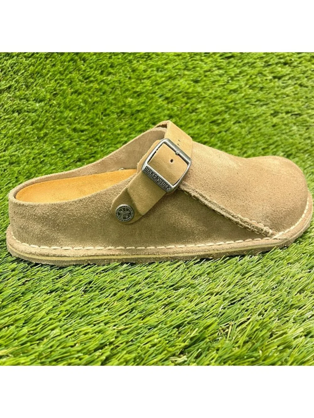 Birkenstock Lutry Premium Suede Womens Size 7 Gray Taupe Slip On Clog Sandals